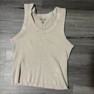 Brandy Melville Cream Ribbed Tank Top
